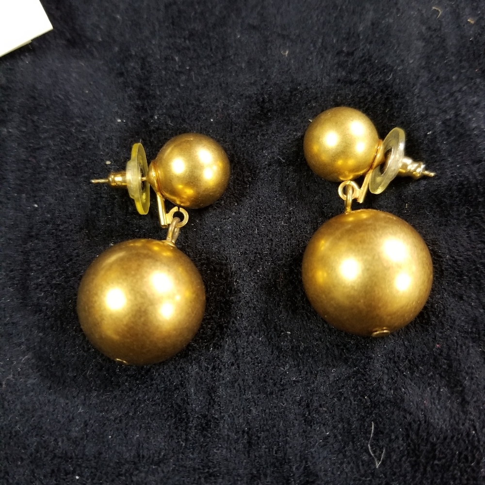 Gold ball drop earrings